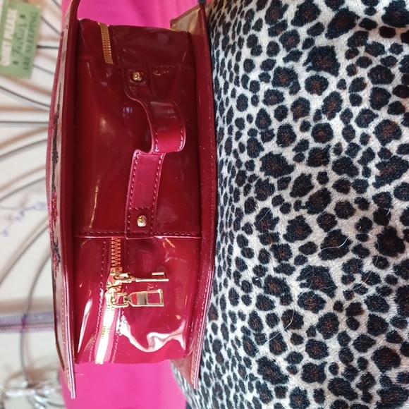 NWT Red coffin makeup or small purse black embroidery of cross,double zippers - Picture 2 of 8